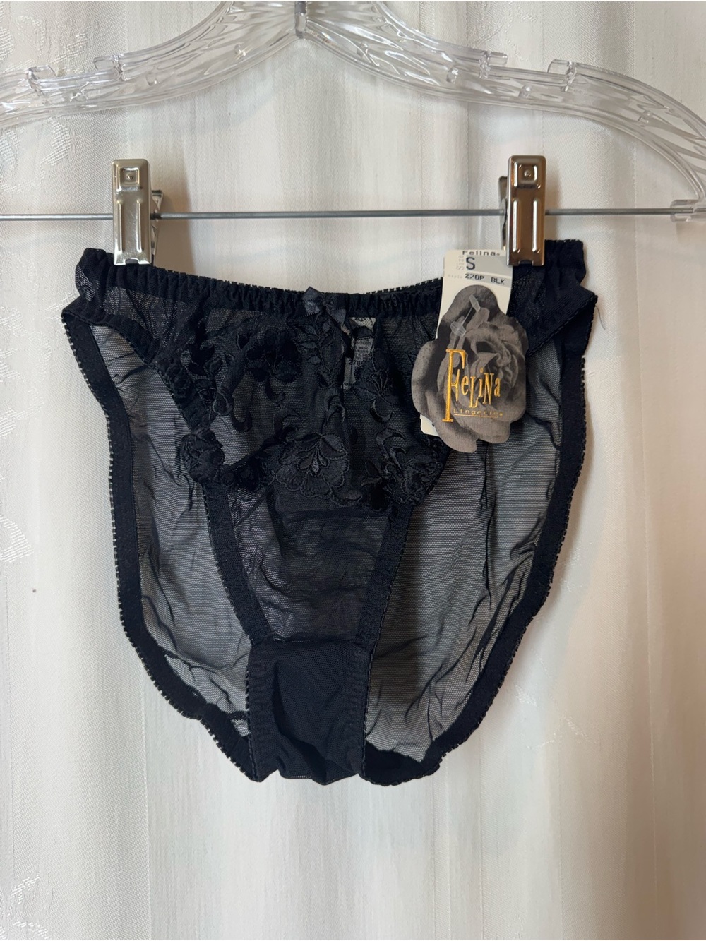Vintage Felina Sheer Floral Lace Bikini Panty